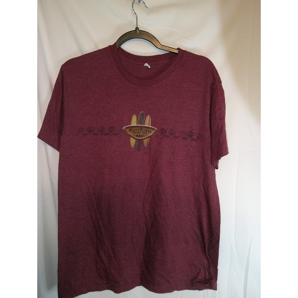 Vintage WaveRider Surf Co Surfboards Graphic T-Shirt - Maroon, Men's Size Medium